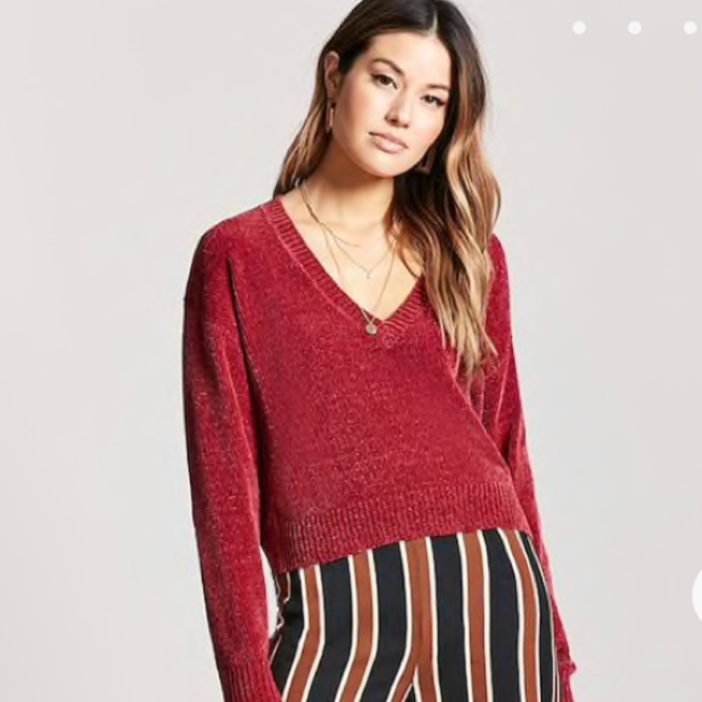 Red chenille sweater